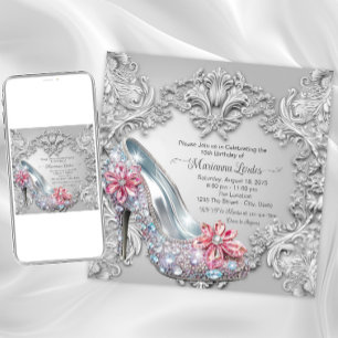 Jewel High Heel Shoe Quinceañera Geburtstagsparty Einladung