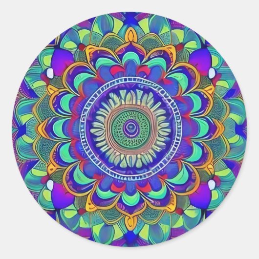 Jewel Mandala Runder Aufkleber (Vorderseite)