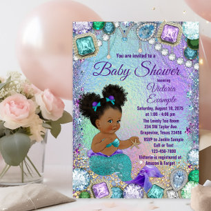 Jewel Meerjungfrau Afro Haar Baby Shower Einladung