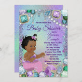 Jewel Mermaid African Mermaid Pink Baby Dusche Einladung (Vorne/Hinten)