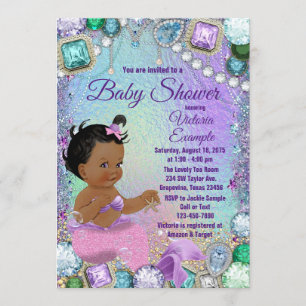 Jewel Mermaid African Mermaid Pink Baby Dusche Einladung