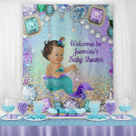 Jewel Mermaid Baby Duschbanner Hintergrund Wandteppich
