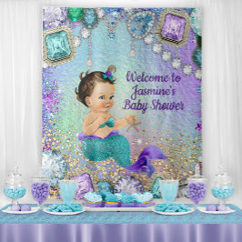 Jewel Mermaid Baby Showbanner Wandteppich