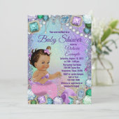 Jewel Mermaid Ethnic Pink Mermaid Baby Dusche Einladung (Stehend Vorderseite)