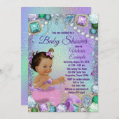 Jewel Mermaid Ethnic Pink Mermaid Baby Dusche Einladung (Vorne/Hinten)