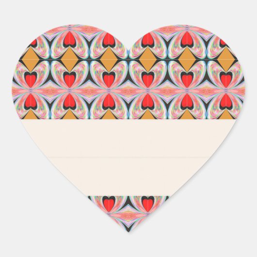 Jewel n Diamond Muster mit EDITABLE Text Herz-Aufkleber (Vorderseite)