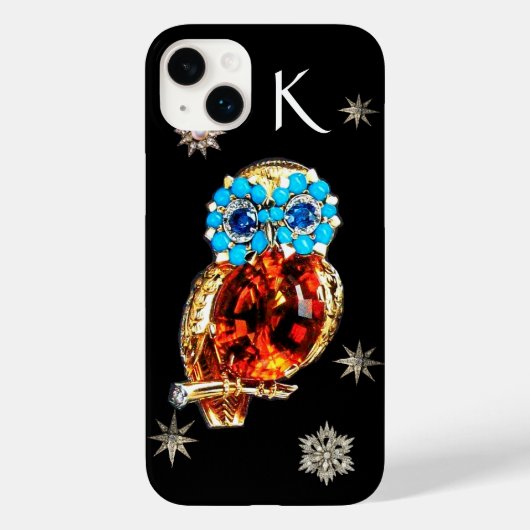 JEWEL OWL,DIAMOND STARS,Gold,Blautürkis,Topaz Case-Mate iPhone Hülle (Rückseite)