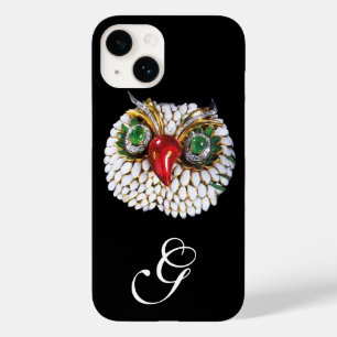 JEWEL OWL MONOGRAM, Gold, grüner Smaragd, opale Case-Mate iPhone Hülle