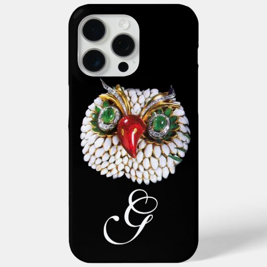 JEWEL OWL MONOGRAM, Gold, grüner Smaragd, opale Case-Mate iPhone Hülle (Rückseite)