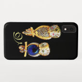 JEWEL OWLS, Gold, Blauer Saphir, Topaz Case-Mate iPhone Hülle (Rückseite (Horizontal))
