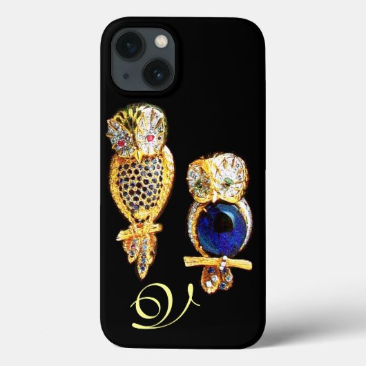 JEWEL OWLS, Gold, Blue Saphir, Black Case-Mate iPhone Hülle (Rückseite)