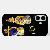 JEWEL OWLS, Gold, Blue Saphir, Topaz White Pearl Case-Mate iPhone Hülle (Rückseite (Horizontal))