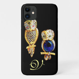 JEWEL OWLS, Gold, Blue Saphir, Topaz White Pearl iPhone 11 Hülle
