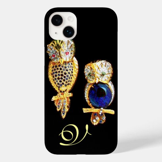 JEWEL OWLS, Gold, Blue Saphir, Topaz White Pearl Case-Mate iPhone Hülle (Rückseite)