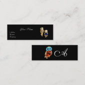 JEWEL OWLS, Gold, Blue Saphir, Topaz White Pearl Mini Visitenkarte (Vorne/Hinten)