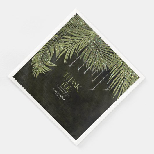 Jewel Palm Leaf Danke, Green ID830 Serviette (Ecke)