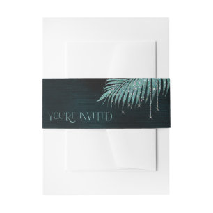 Jewel Palm Leaf Sie sind eingeladen Aquamarin ID83 Einladungsbanderole