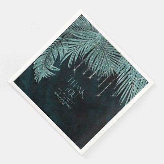 Jewel Palm Leaf Vielen Dank Aquamarin ID830 Serviette (Ecke)