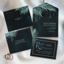Jewel Palm Leaf Wedding Aquamarin ID830