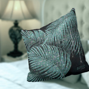 Jewel Palm Leaf Wedding Aquamarin ID830 Kissen