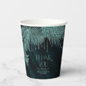 Jewel Palm Leaf Wedding Aquamarin ID830 Pappbecher (Rückseite)