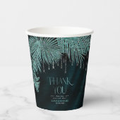 Jewel Palm Leaf Wedding Aquamarin ID830 Pappbecher (Vorderseite)