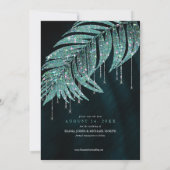 Jewel Palm Leaf Wedding Aquamarin ID830 Save The Date (Rückseite)