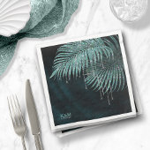 Jewel Palm Leaf Wedding Aquamarin ID830 Serviette