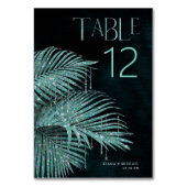 Jewel Palm Leaf Wedding Aquamarin ID830 Tischnummer (Vorderseite)