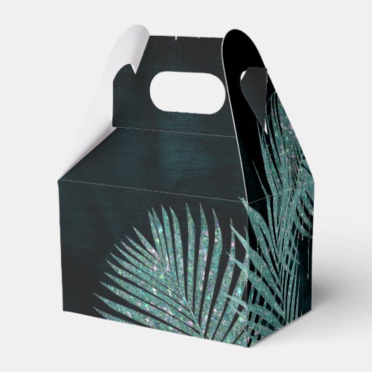 Jewel Palm Leaf Wedding Aquamarin V2 ID830 Geschenkschachtel (Rückseite)