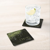 Jewel Palm Leaf Wedding Cheers Green ID830 Rechteckiger Pappuntersetzer (Vor Ort)