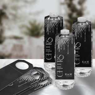 Jewel Palm Leaf Wedding Cheers Silver ID830 Flaschenanhänger