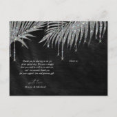 Jewel Palm Leaf Wedding Danke Silver ID830 Ankündigungspostkarte (Rückseite)
