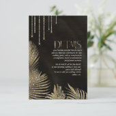 Jewel Palm Leaf Wedding Details Gold ID830 Begleitkarte (Stehend Vorderseite)