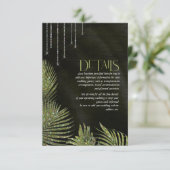 Jewel Palm Leaf Wedding Details Green ID830 Begleitkarte (Stehend Vorderseite)