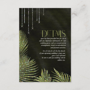 Jewel Palm Leaf Wedding Details Green ID830 Begleitkarte