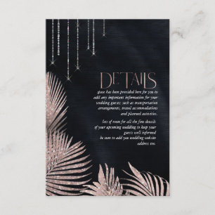 Jewel Palm Leaf Wedding Details Rose Gold ID830 Begleitkarte