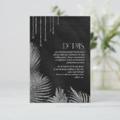 Jewel Palm Leaf Wedding Details Silver ID830 Begleitkarte (Stehend Vorderseite)