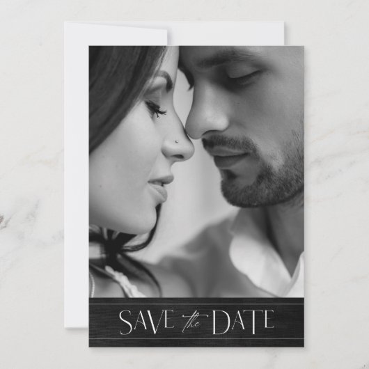 Jewel Palm Leaf Wedding Foto Silver ID830 Save The Date (Vorderseite)