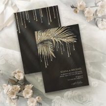 Jewel Palm Leaf Wedding Gold ID830