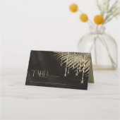 Jewel Palm Leaf Wedding Gold ID830 Platzkarte (Vorderseite)