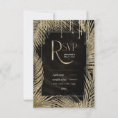 Jewel Palm Leaf Wedding Gold ID830 RSVP Karte (Vorderseite)