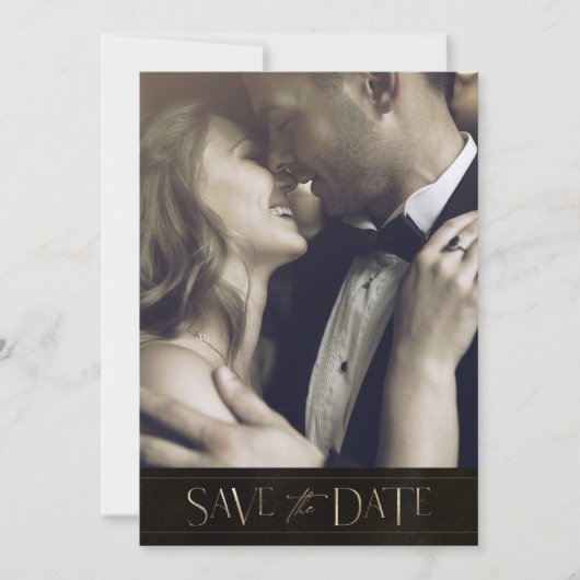 Jewel Palm Leaf Wedding Gold ID830 Save the Date (Vorderseite)