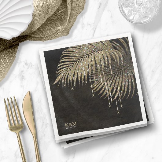 Jewel Palm Leaf Wedding Gold ID830 Serviette