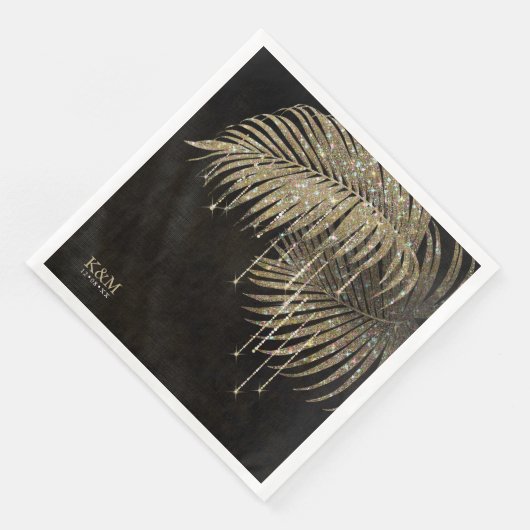 Jewel Palm Leaf Wedding Gold ID830 Serviette (Ecke)