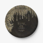 Jewel Palm Leaf Wedding Gold V2 ID830 Pappteller (Vorderseite)