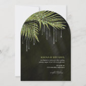 Jewel Palm Leaf Wedding Green Arch ID830 Einladung (Vorderseite)