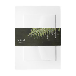 Jewel Palm Leaf Wedding Green ID830 Einladungsbanderole