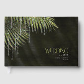 Jewel Palm Leaf Wedding Green ID830 Gästebuch (Vorderseite)