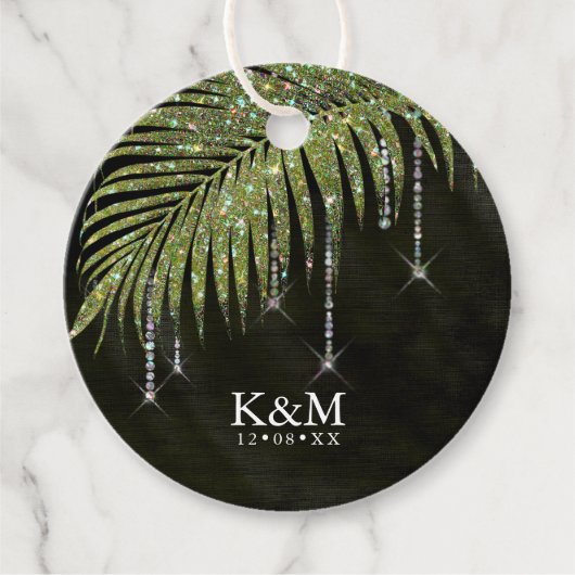 Jewel Palm Leaf Wedding Green ID830 Geschenkanhänger (Vorderseite)